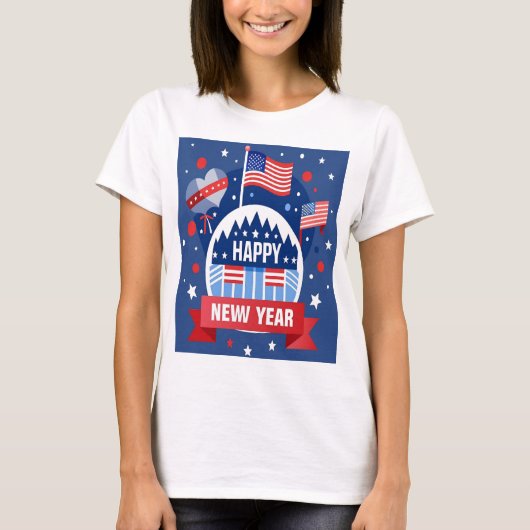 HAPPY NEW YEAR WOMEN'S USA SHIRT (Voorkant)