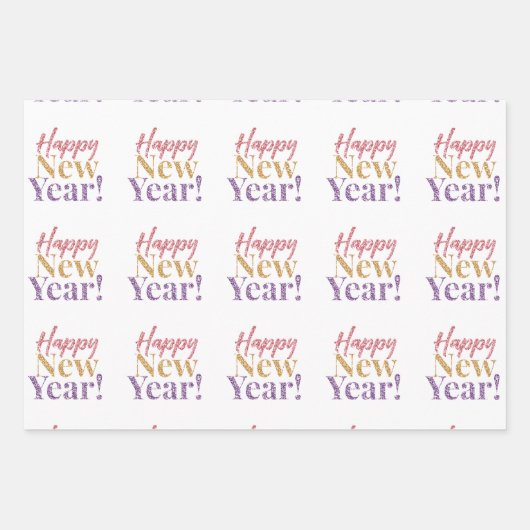 Happy New Year Word Art Inpakpapier Vel (Voorkant)