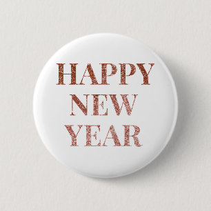 Happy new year word art typografie ronde button 5,7 cm