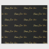 Happy New Year Wrapping Paper (zwart) Cadeaupapier (Vlak)