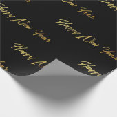 Happy New Year Wrapping Paper (zwart) Cadeaupapier (Hoek)