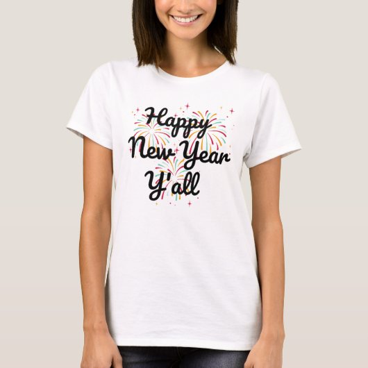 Happy New Year Y'all T-shirt (Voorkant)