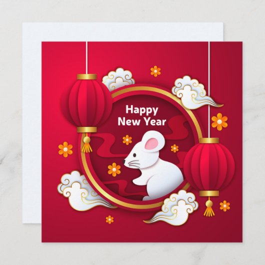 Happy New Year - Year of the Rat Kaart (Voorkant / Achterkant)