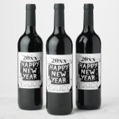 Happy new year & year personalize wijn etiket (Flessen)