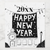 Happy new year & year personalize wijn etiket (Enkel label)