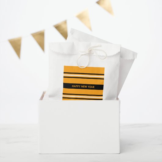 Happy New Year Yellow en Black Bedankzakje (Feest)