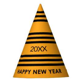 Happy New Year Yellow en Black Feesthoedjes