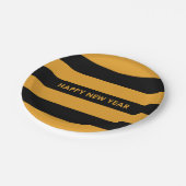 Happy New Year Yellow en Black Papieren Bordje (Gekanteld)