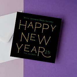 Happy New Year Yellow Text Modern Premium Business Feestdagenkaart