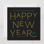 Happy New Year Yellow Text Modern Premium Business Feestdagenkaart (Voorkant)