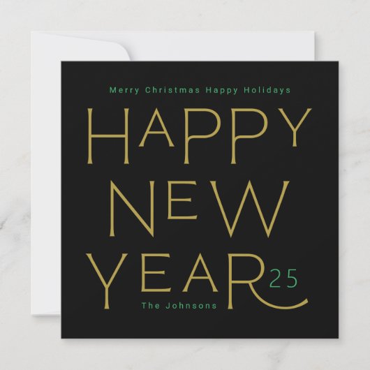 Happy New Year Yellow Text Modern Premium Business Feestdagenkaart (Voorkant)