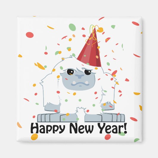 Happy New Year Yeti Magneet (Voorkant)