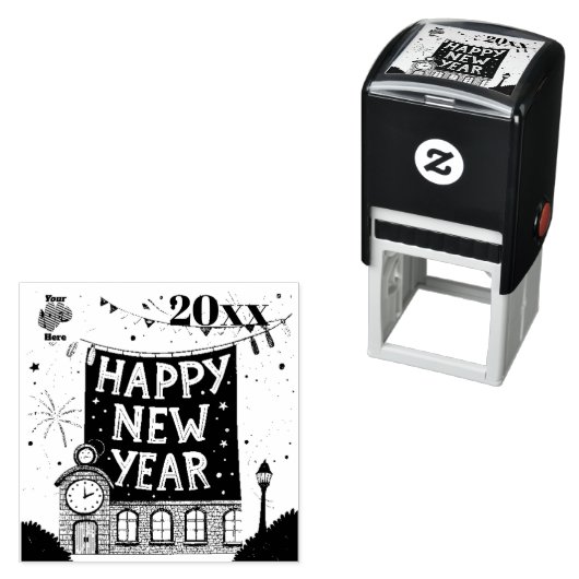 Happy New Year Zelfinktende Stempel (In situ)