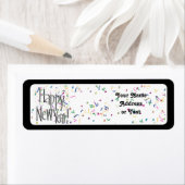 Happy New Year - Zilvertekst met Confetti Etiket (Insitu)