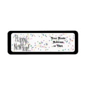 Happy New Year - Zilvertekst met Confetti Etiket (Voorkant)