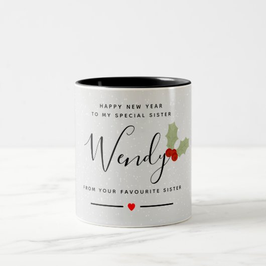 Happy New YEAR zus Tweekleurige Koffiemok (Center)