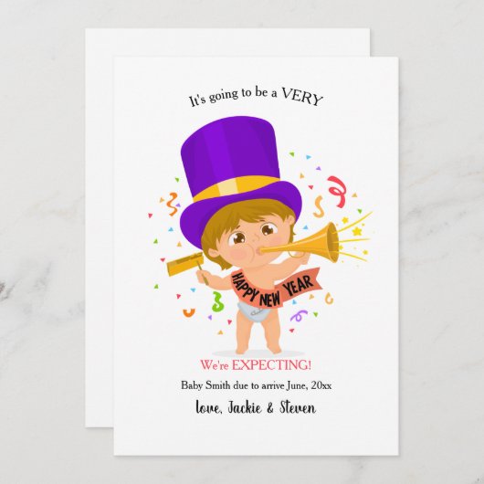 Happy New Year Zwangerschap Aankondiging (Voorkant / Achterkant)