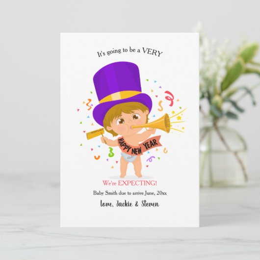 Happy New Year Zwangerschap Aankondiging (Staand voorkant)