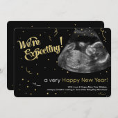 Happy New Year Zwangerschapsuitkondiging Kaart (Voorkant / Achterkant)