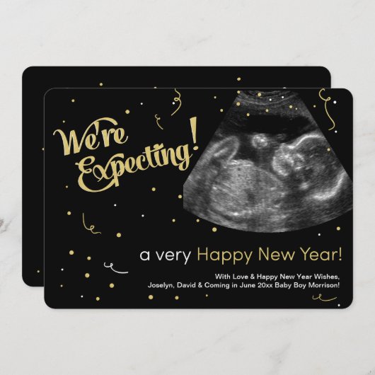 Happy New Year Zwangerschapsuitkondiging Kaart (Voorkant / Achterkant)
