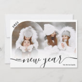 Happy New Year zwarte 2 fotobootbedekking collage Feestdagenkaart (Voorkant)