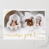 Happy New Year zwarte 2 fotobootbedekking collage Folie Feestdagenkaart (Voorkant)