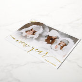 Happy New Year zwarte 2 fotobootbedekking collage Folie Feestdagenkaart (Gedraaid)