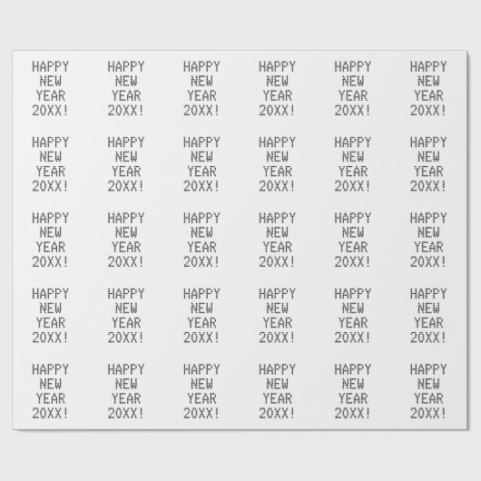Happy New Year, zwarte & witte aangepaste tekst mo Cadeaupapier (Vlak)