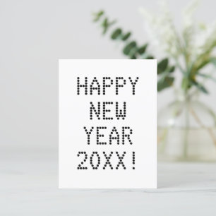Happy New Year zwarte witte aangepaste tekst moder Briefkaart