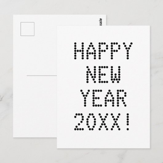 Happy New Year zwarte witte aangepaste tekst moder Briefkaart (Voorkant / Achterkant)