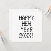 Happy New Year zwarte witte aangepaste tekst moder Kaart (Voorkant / Achterkant in situ)