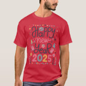 Happy New Years 2025 Basic Donker T-shirt (Voorkant)