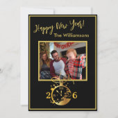 Happy New Year's 4 Photo Clock Card Kaart (Voorkant)