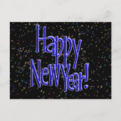 Happy New Years Blue-tekst Feestdagenkaart (Voorkant)