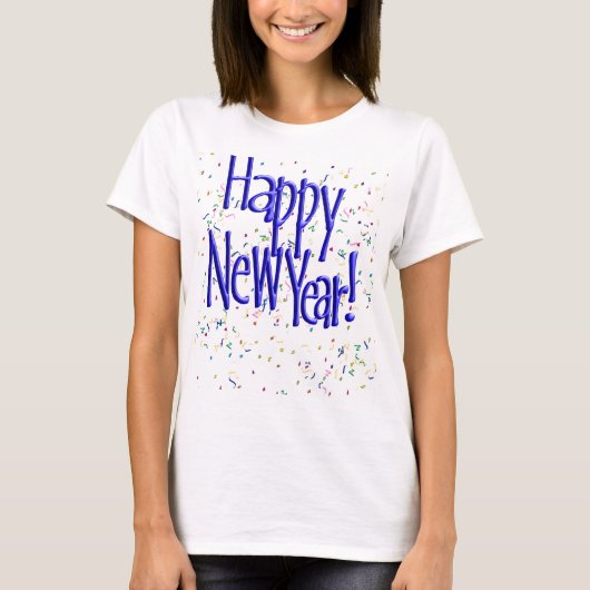 Happy New Years Blue-tekst T-shirt (Voorkant)