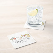 Happy New Years Cocktail Drink Waterverf Party Kartonnen Onderzetters (Insitu)
