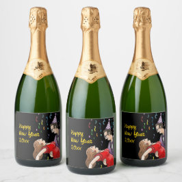 Happy New Year's Dancing Sparkling Wijnetiket