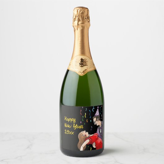 Happy New Year's Dancing Sparkling Wijnetiket (Voorkant)