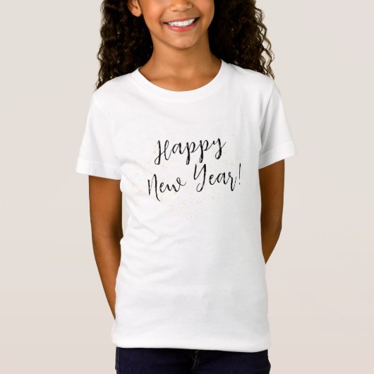 Happy New Years Eenvoudig Kalligrafie Script T-shirt (Voorkant)