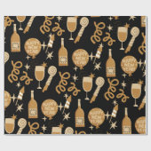 Happy New Year's Eve Gold en Black Cadeaupapier (Vlak)