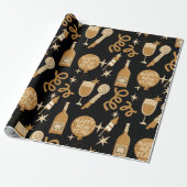Happy New Year's Eve Gold en Black Cadeaupapier (Uitgerold)