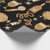 Happy New Year's Eve Gold en Black Cadeaupapier (Hoek)