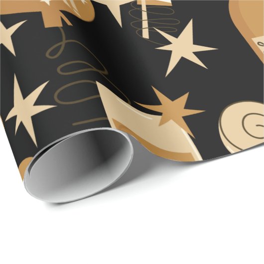 Happy New Year's Eve Gold en Black Cadeaupapier (Rol Hoek)