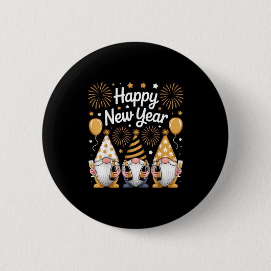 Happy New Years Eve Party Gnomes Matching Family  Ronde Button 5,7 Cm (Voorkant)