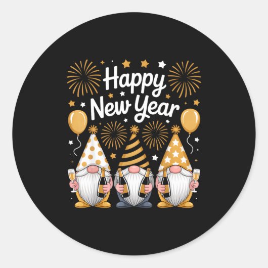 Happy New Years Eve Party Gnomes Matching Family  Ronde Sticker (Voorkant)