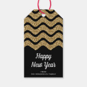 Happy New Years Faux Gold Glitter Cadeaulabel (Voorkant)