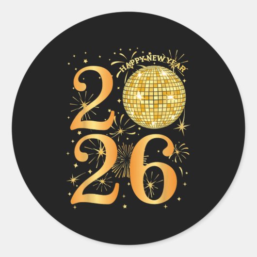 Happy New Years Fireworks 2026  Ronde Sticker (Voorkant)