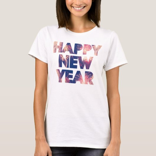 Happy New Years Fireworks Celebration T-shirt (Voorkant)