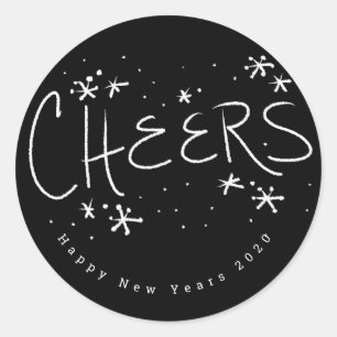 Happy New Years Hand Lettering Favor Ronde Sticker