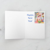 Happy New Year's Kaart Flying Pig (Binnen)